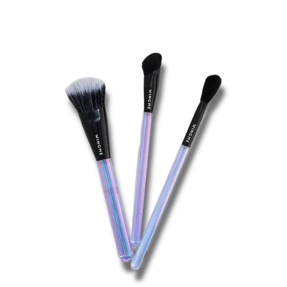 WingMe Cosmetics Halo Series Brush Trio Set Iridescent New